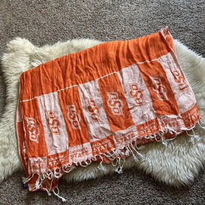 OSU Oklahoma State Cowboys Scarf Unisex Orange Print Tassels Lightweight Viscose